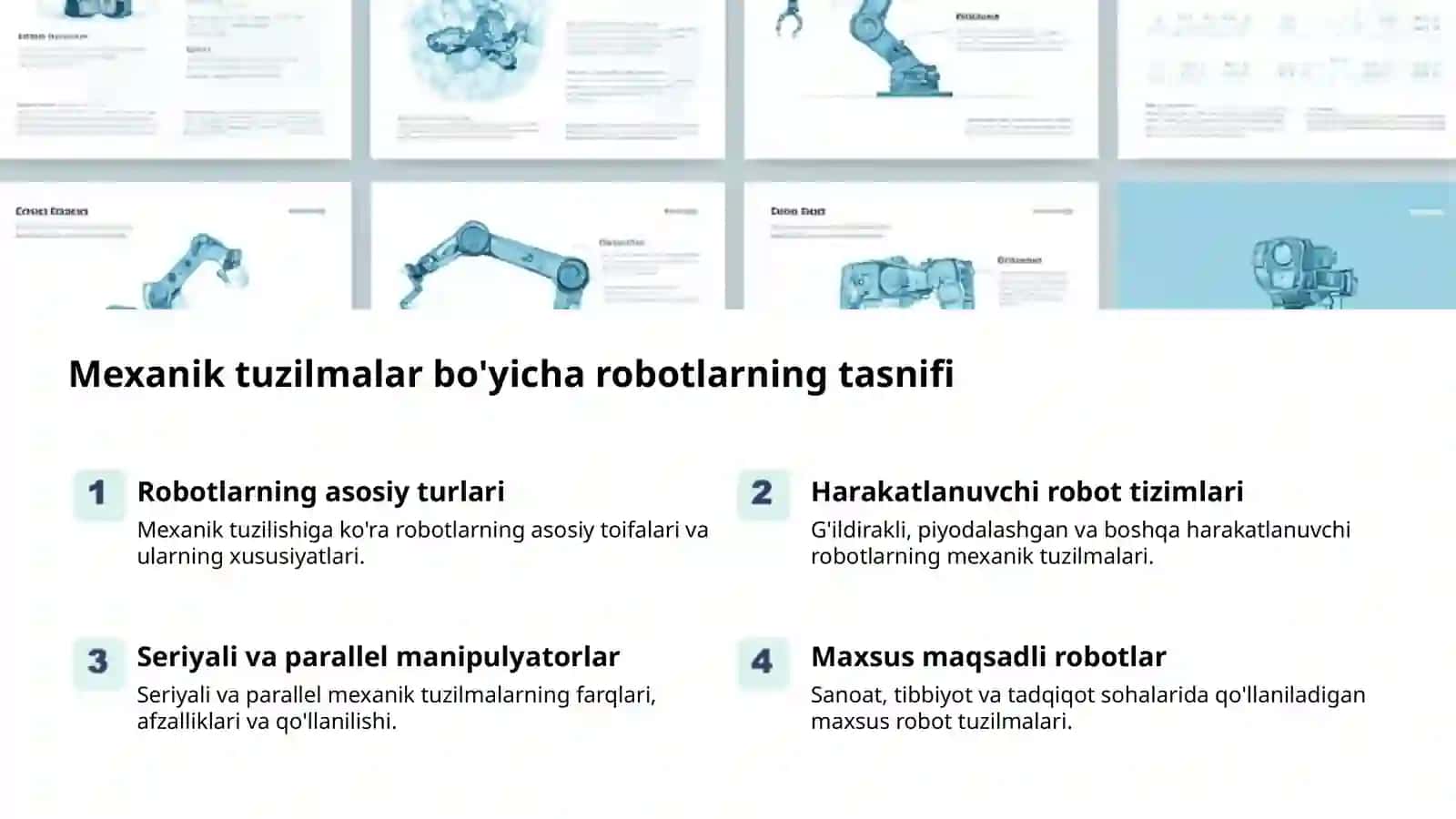Sanoat robotlari: Asosiy tasniflar 2