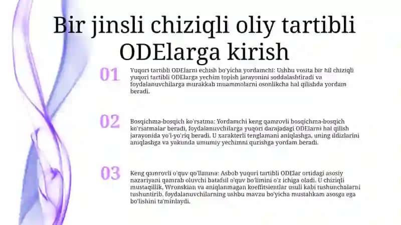 Yuqori Tartibli Differensial Tenglamalar 2