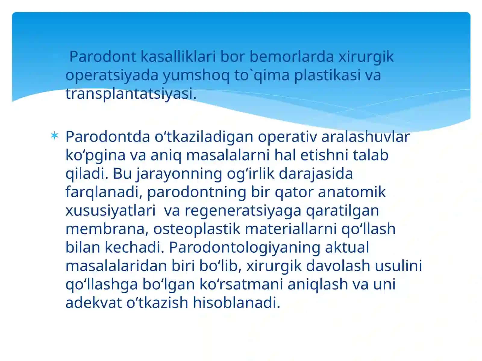 Paradontal xirurgiyada yumshoq to’qimalar transplantatsiyasi va plastikasi 2