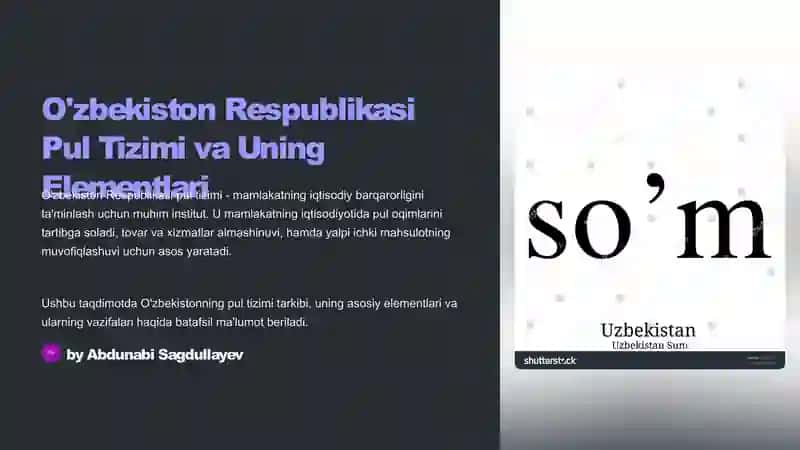 O'zbekiston Respublikasi Pul Tizimi va Uning Elementlari 2