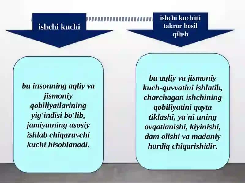 Ishchi kuchini takror ishlab chiqarish va uning xususiyatlari. 2