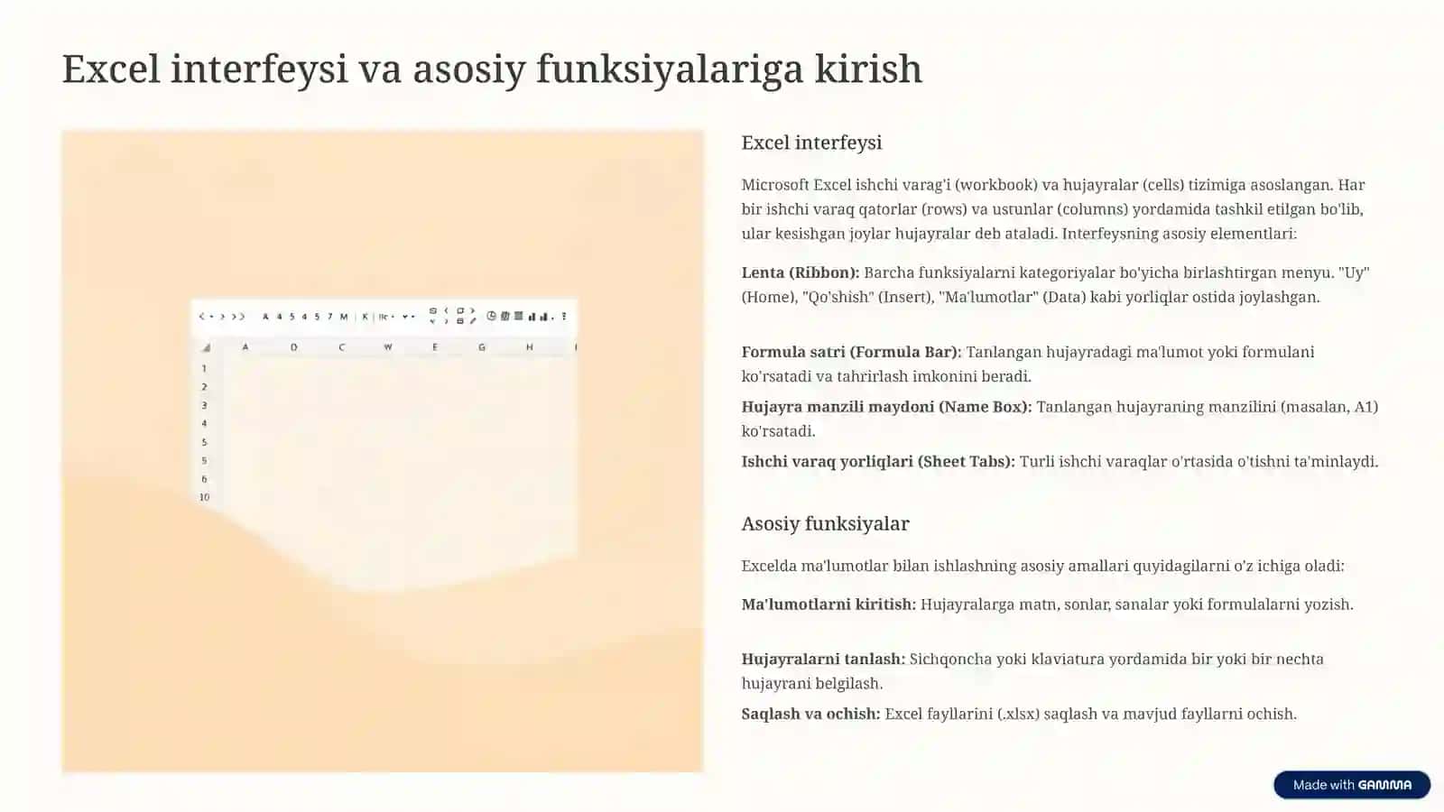 Microsoft Excel: Ma'lumotlarni Ko'rish, Qayta Ishlash va Umumlashtirish 2
