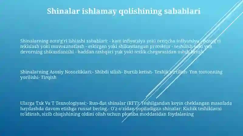 Shinalarning Asosiy Nosozliklari, Ularga Txk Va T Texnologiyasi 2
