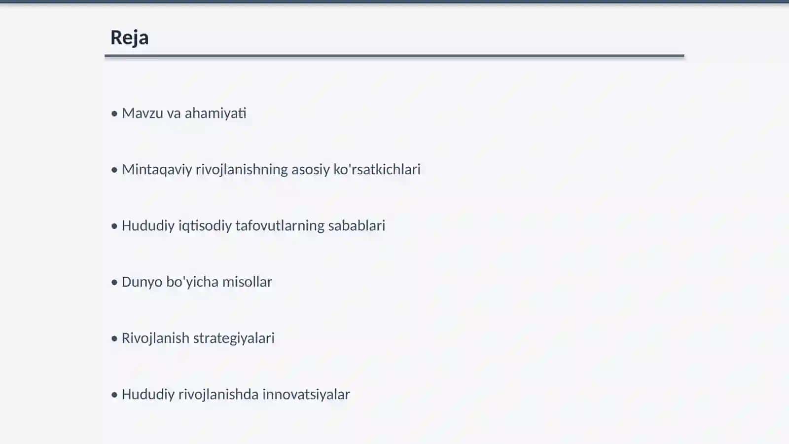 Mintaqaviy rivojlanish va hududiy iqtisodiy tafovutlar 2
