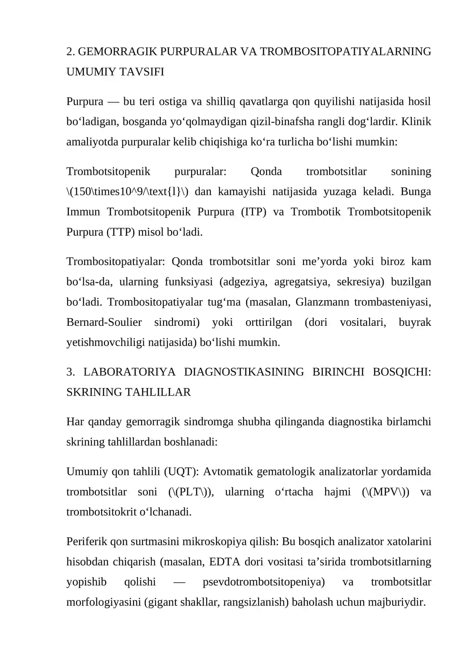 Trombositopatiya va Purpuralar Laboratoriya Diagnostikasi 2