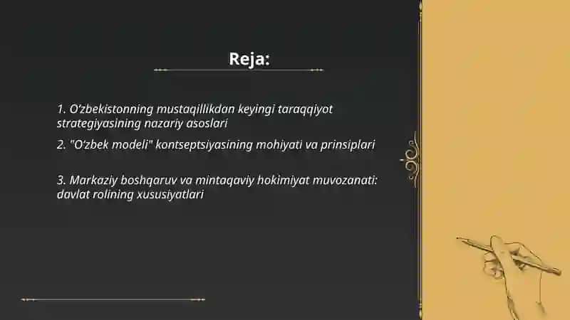 O‘zbekistonning o‘ziga xos taraqiyot yo‘lini tanlashi 2