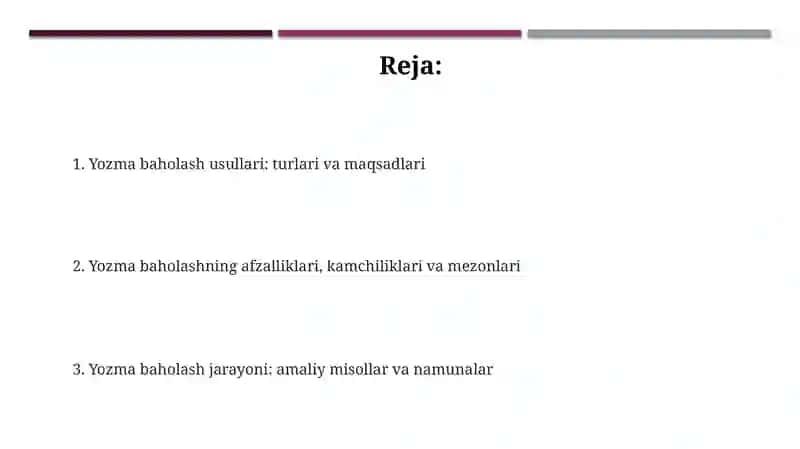 Yozma baholash usullari 2