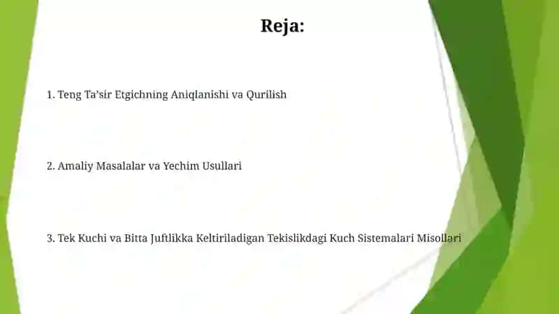 Teng Taʼsir Etgichning Aniqlanishi va Qurilish 2