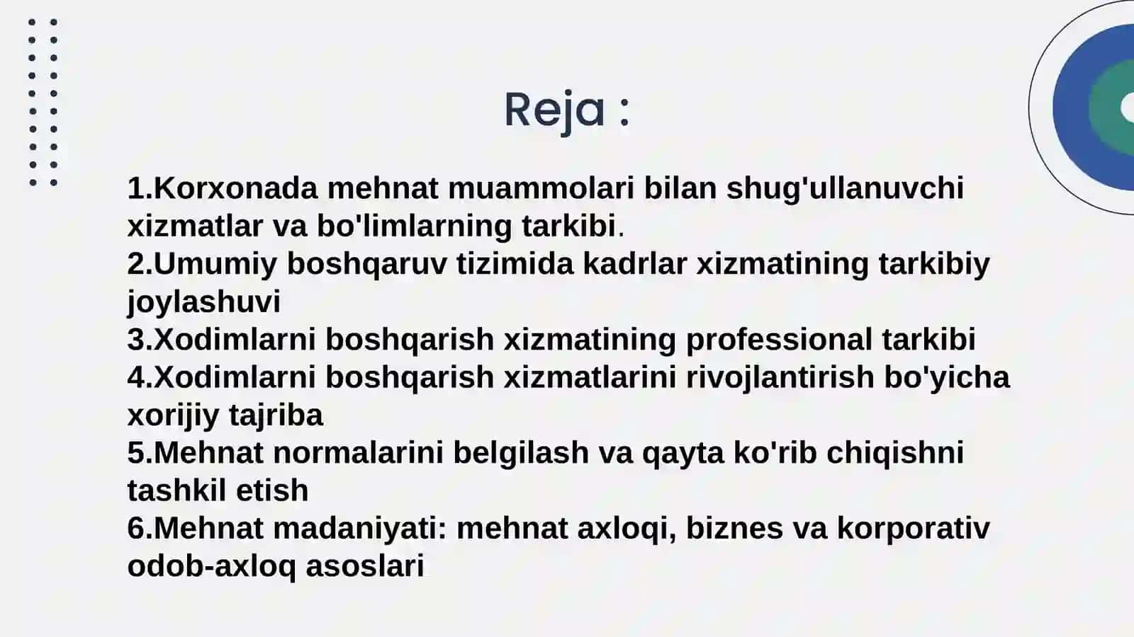 Mehnat jarayonini boshqarish tizimi 2