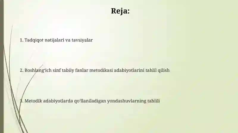 Boshlangʻich sinf tabiiy fanlar metodikasi adabiyotlarni tahlil qilish 2