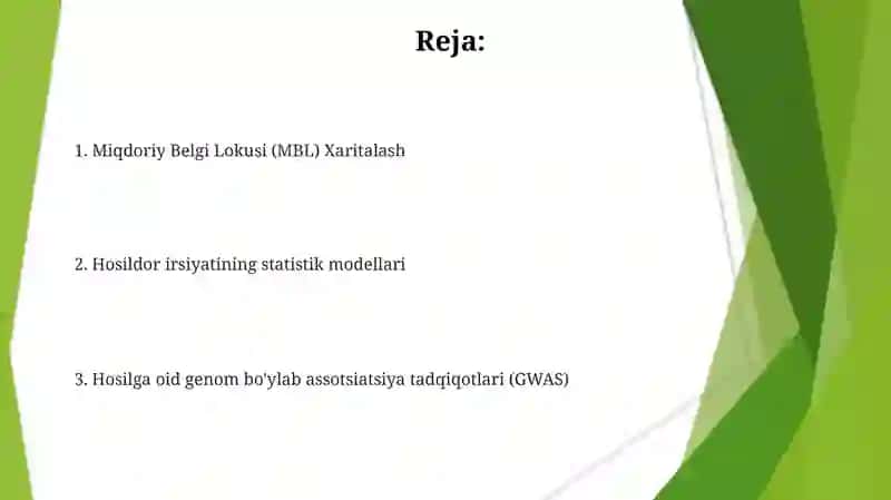 Hosildorlikni ta'minlovchi miqdoriy belgilar irsiylanishini matematik tahlil qilish 2