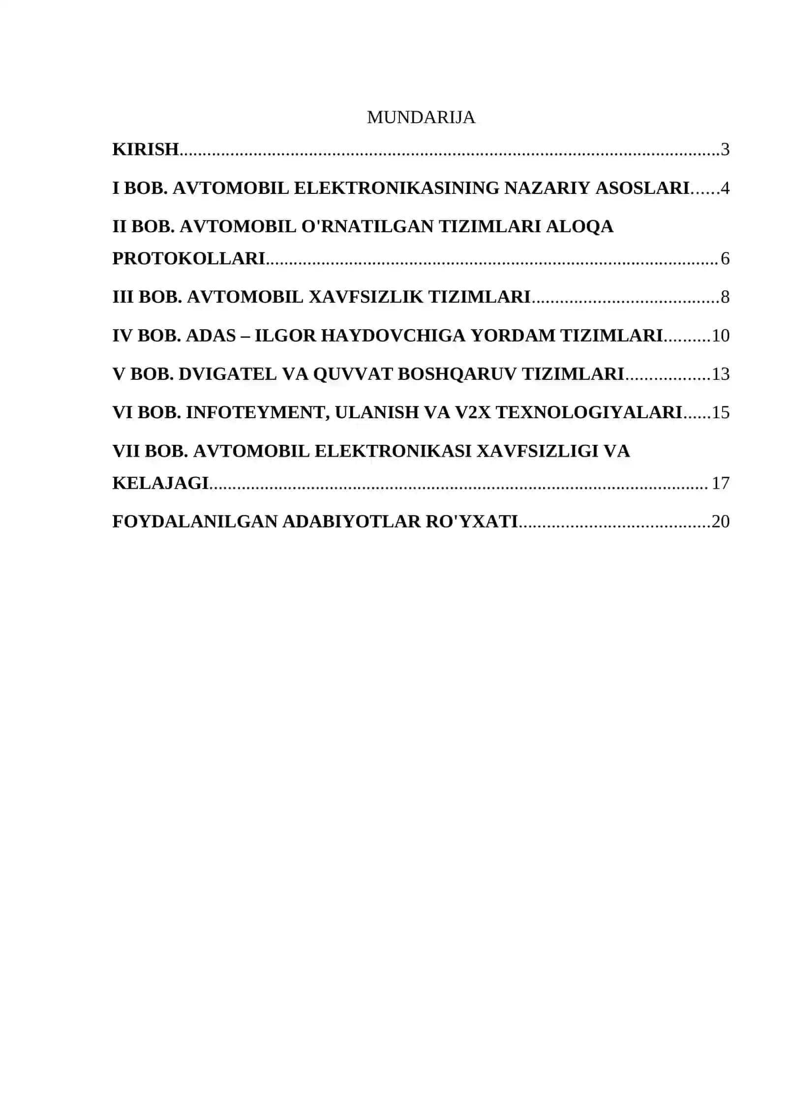 Avtomobil elektronikasi va o'rnatilgan tizimlar 2