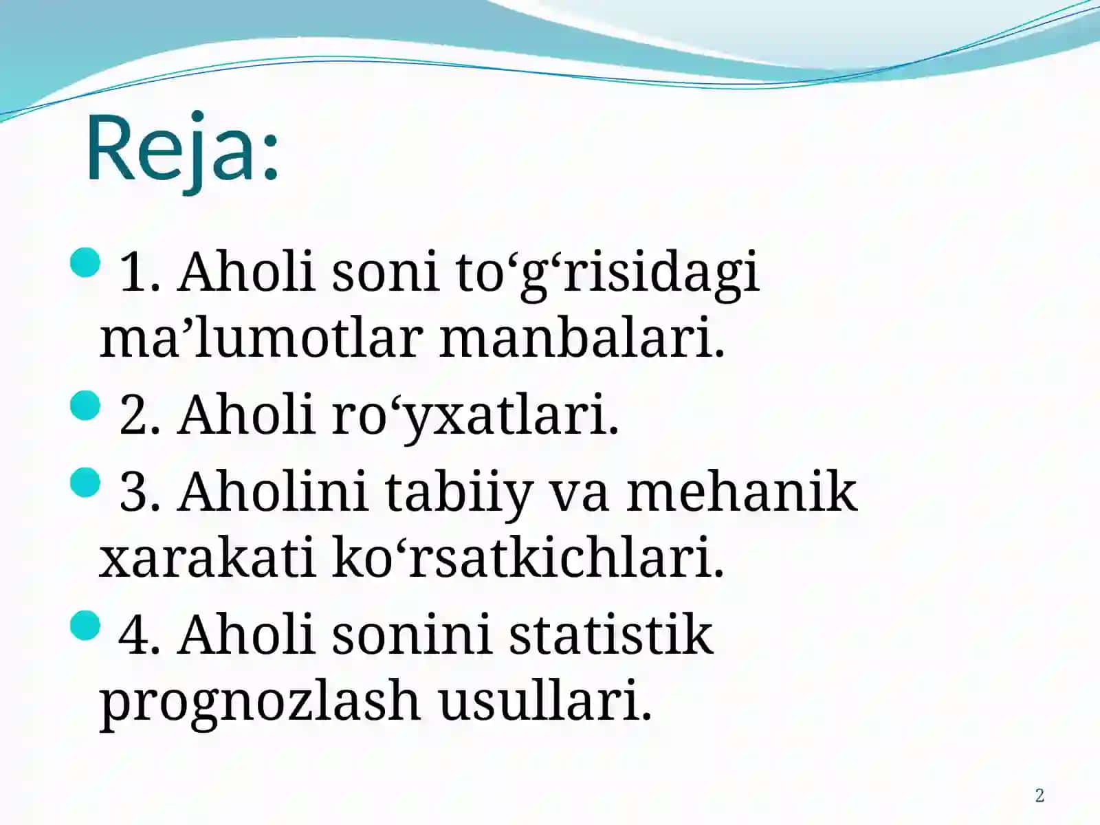 Aholini statistik o‘rganish 2