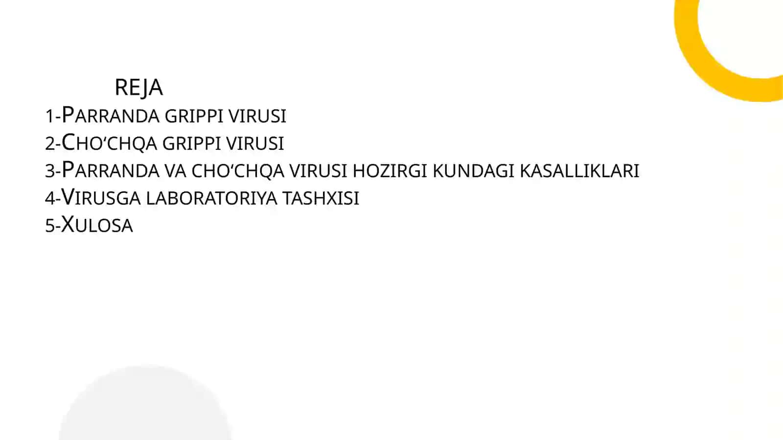 Parranda va cho‘chqa grippi vurusi va ularning hozirgi kundagi muammolarini keltirib chiqaruvchi kasalliklari va laboratoriya tashxisi 2