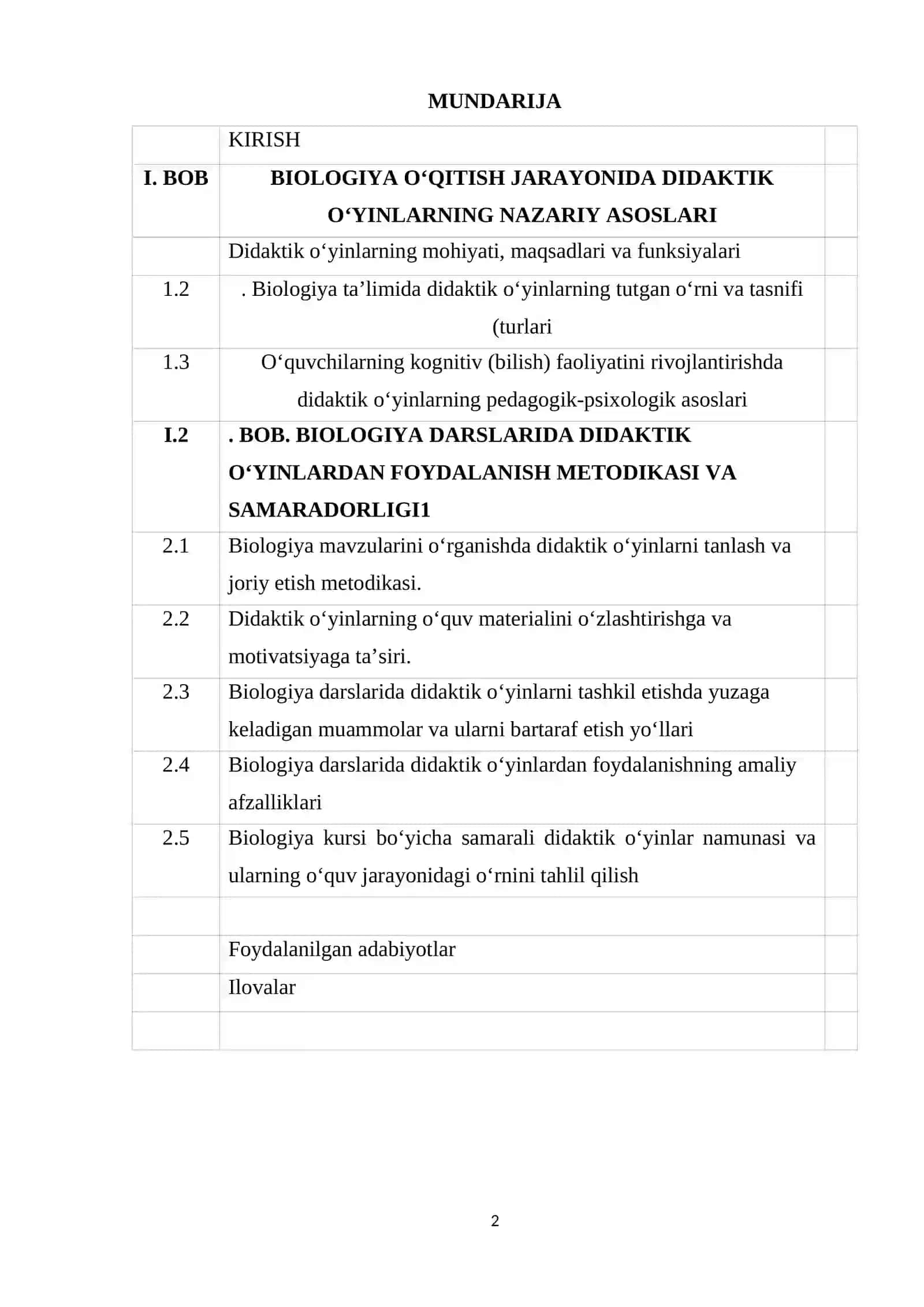 BIOLOGIYA DARSLARIDA DIDAKTIK O’YINLI TEXNOLOGIYALARNI O’RNI 2
