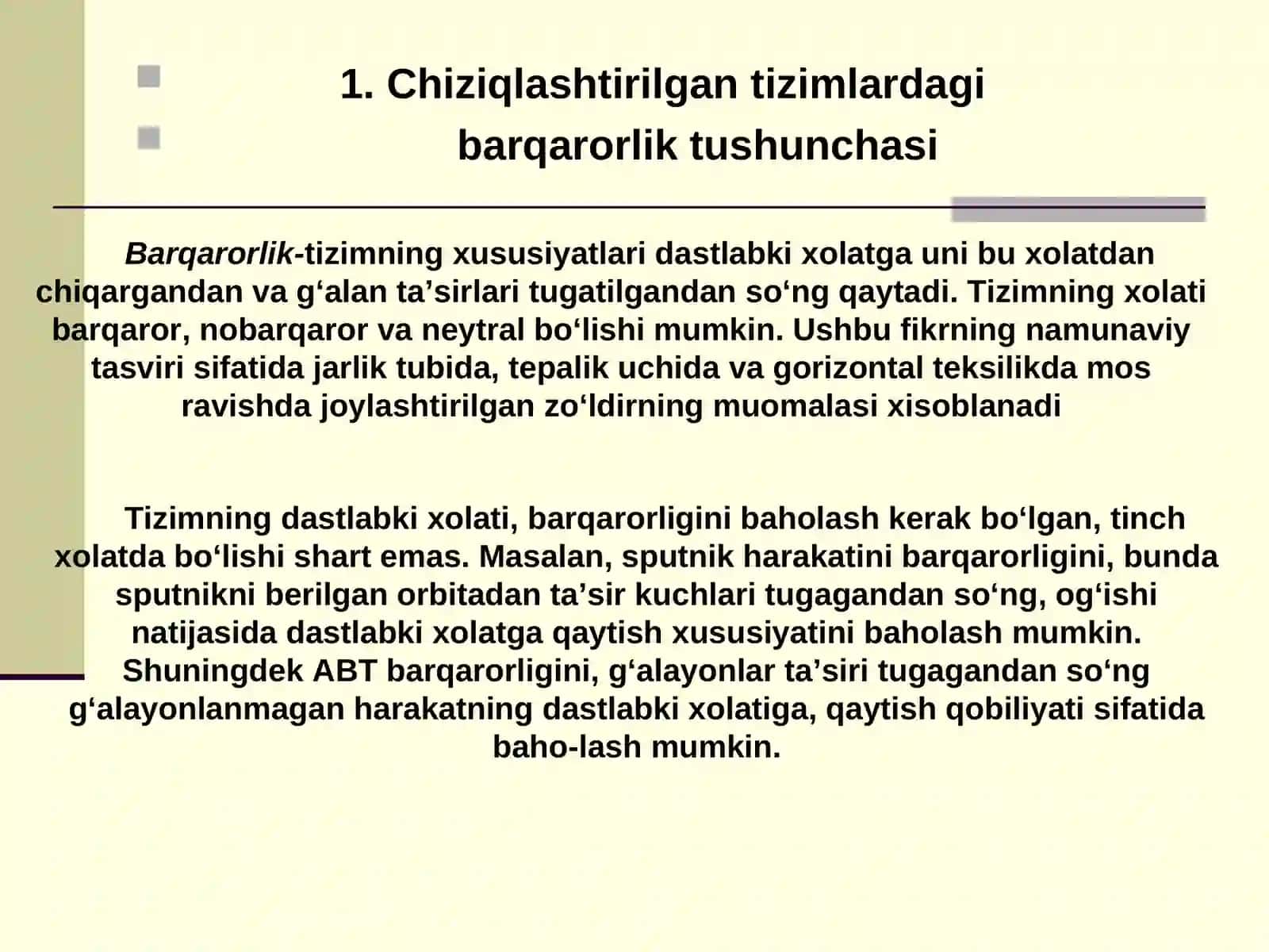 AVTOMATIK BOSHQARISH TIZIMLARINING BARQARORLIGI 2