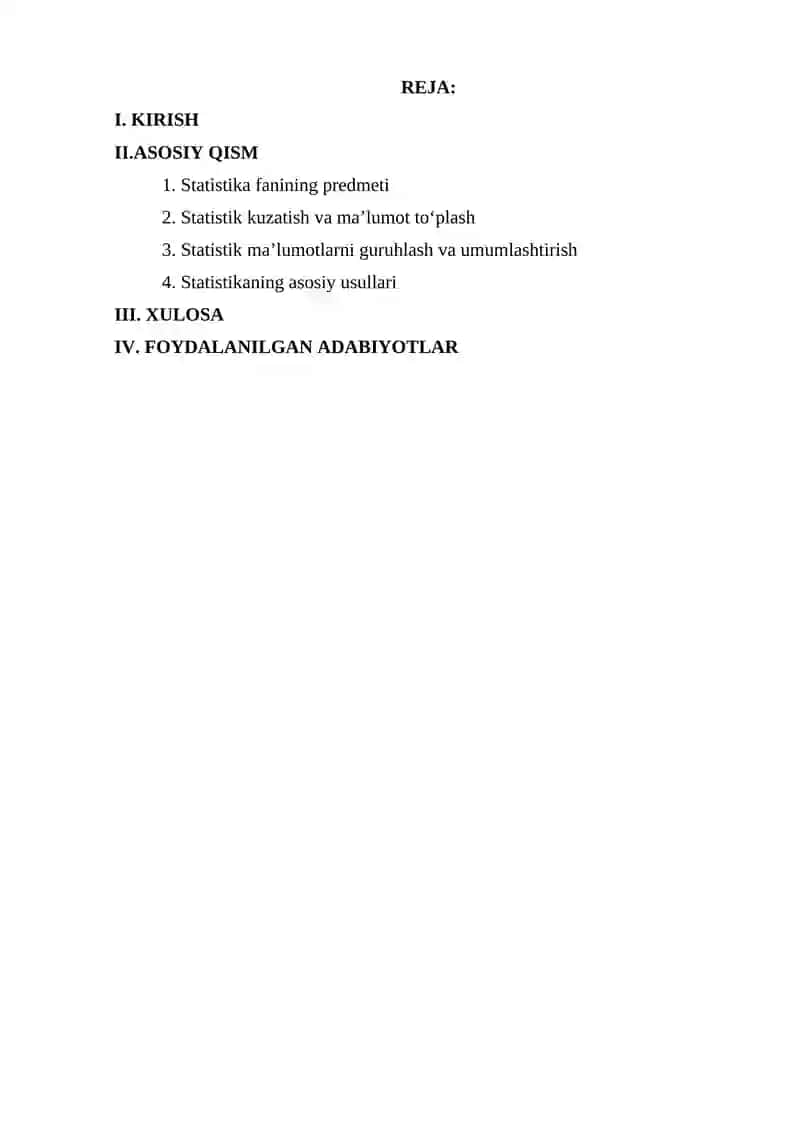 STATISTIKA FANINING PREDMETI VA USULLARI 2
