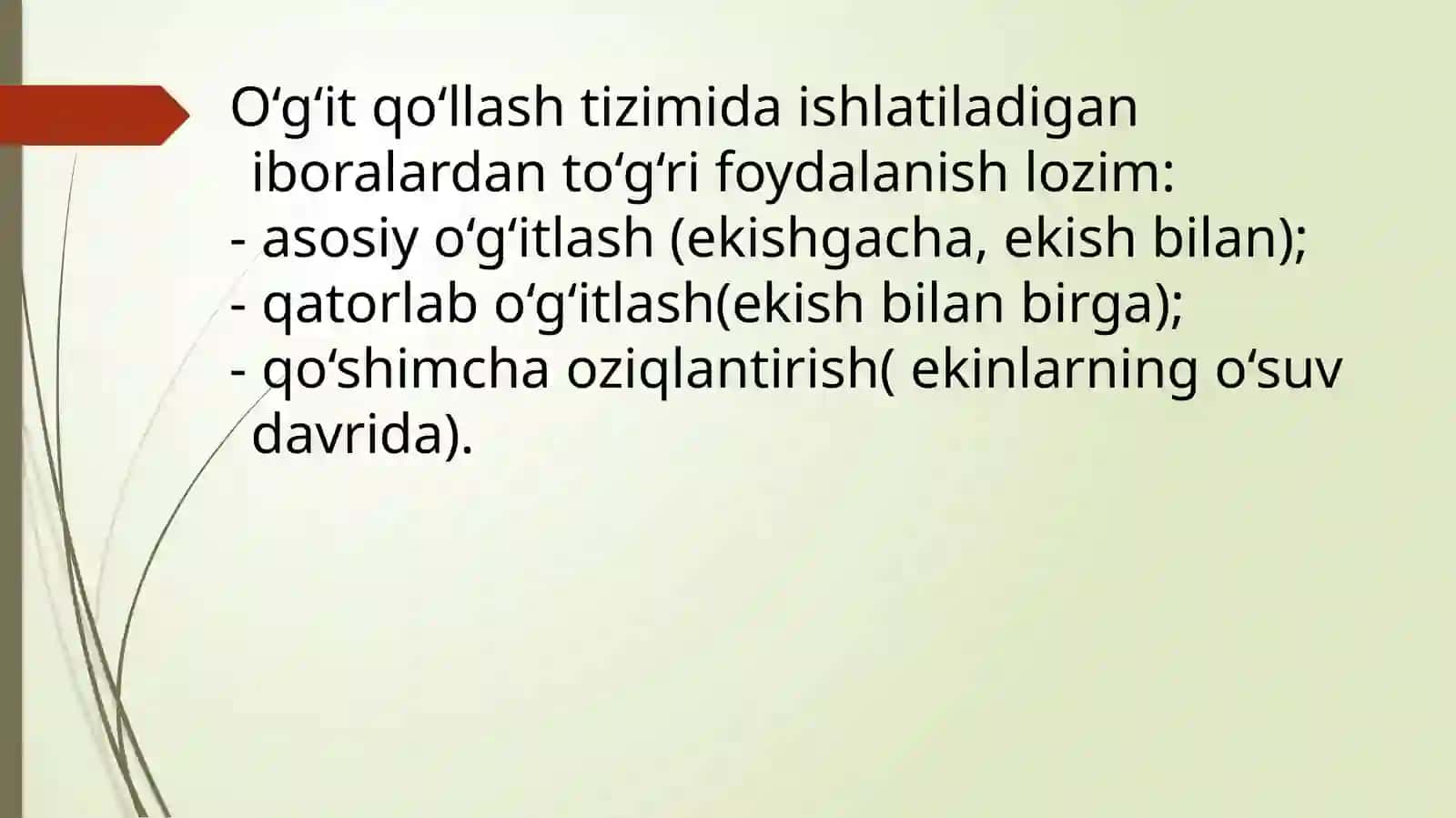 O‘g‘it qo‘llash turlari, usullari, muddatlari va texnikasi 2
