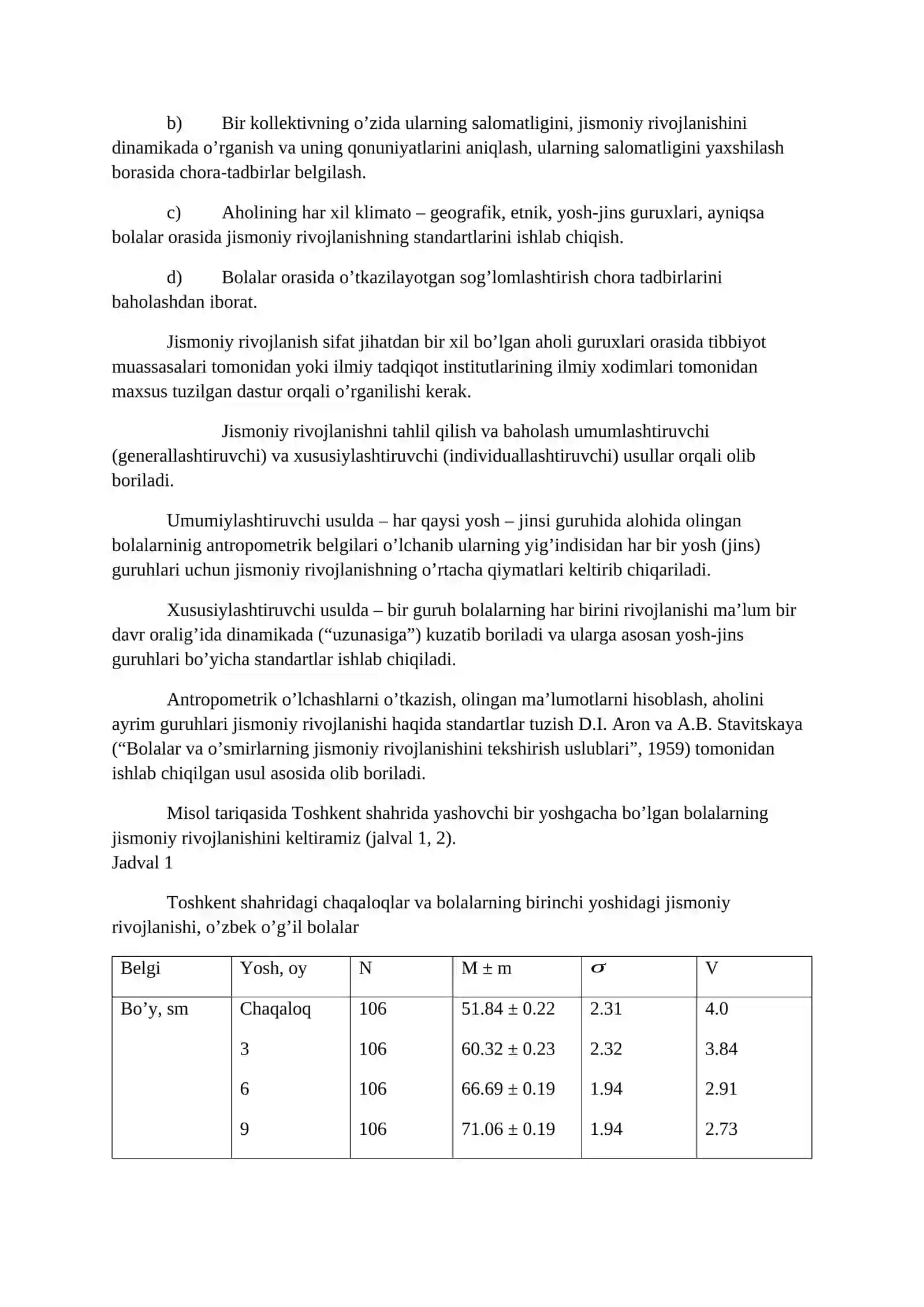 Aholining jismoniy rivojlanishi va uning o’rganish usullari 2