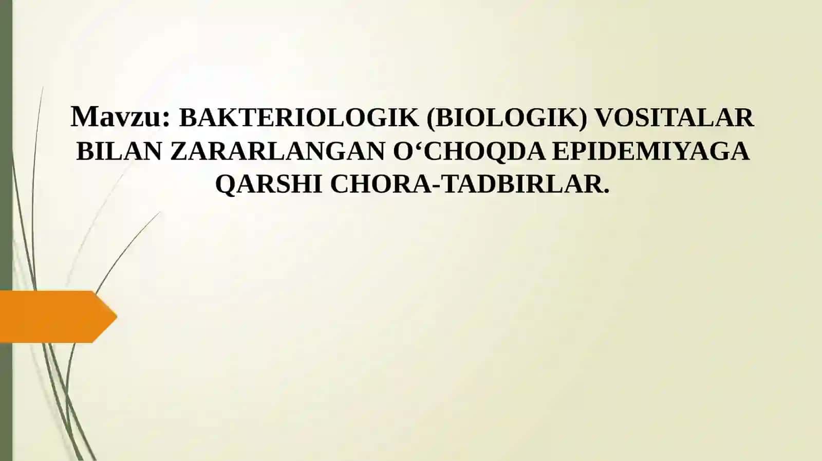 BAKTERIOLOGIK (BIOLOGIK) VOSITALAR BILAN ZARARLANGAN O‘CHOQDA EPIDEMIYAGA QARSHI CHORA-TADBIRLAR 2