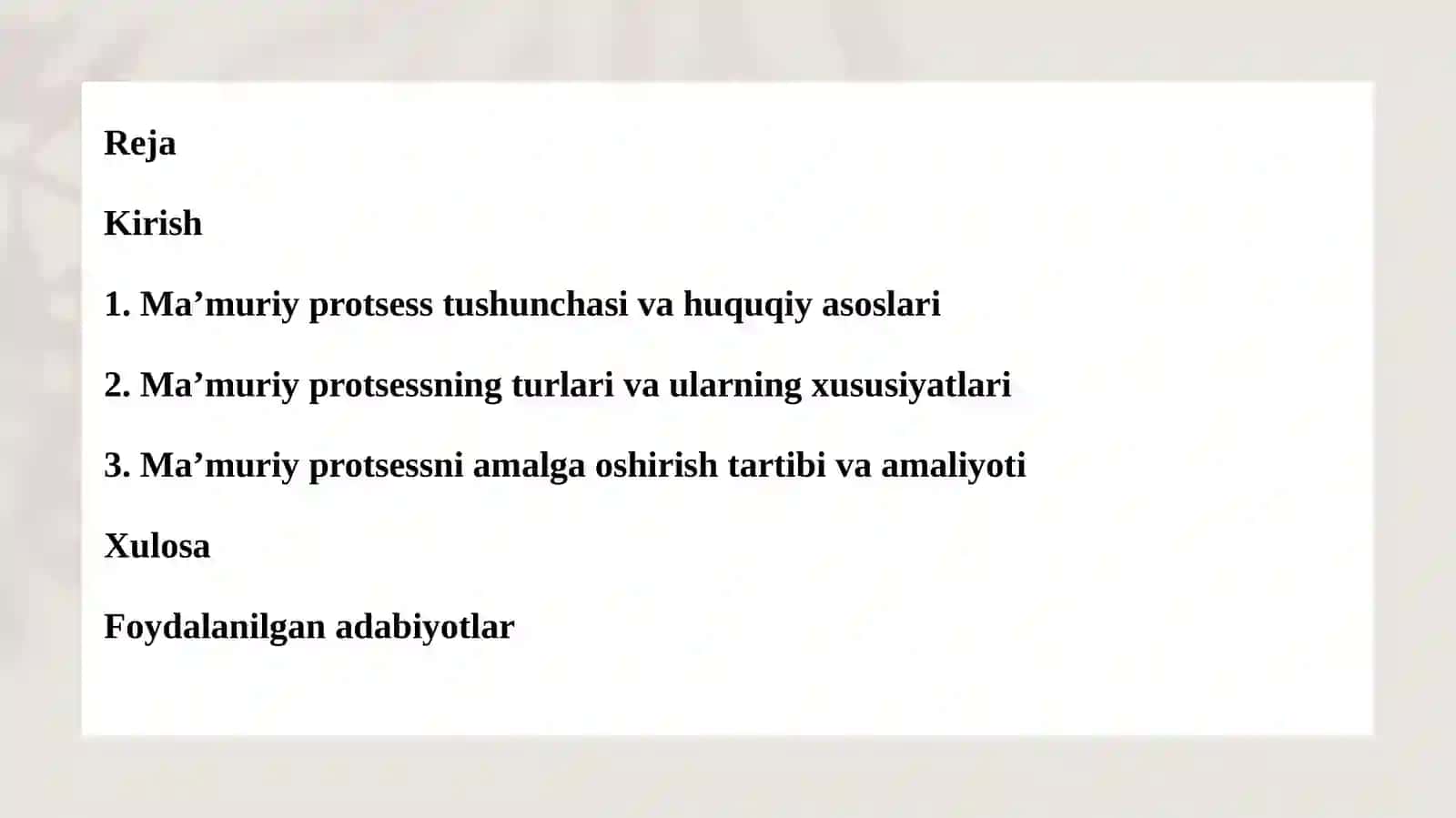 Ma’muriy protsess va ularning turlari 2