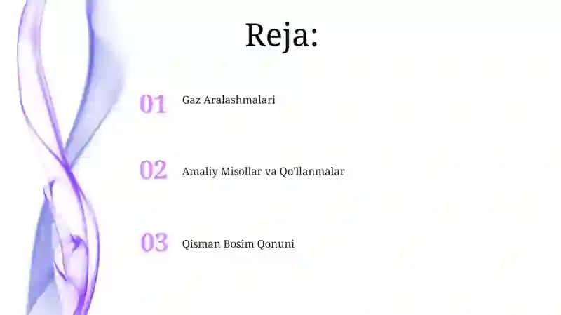 Qisman Bosim Qonuni 2