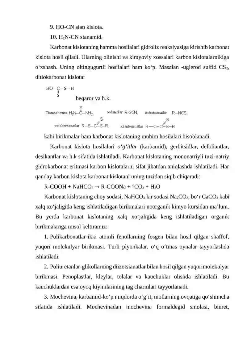 Karbonat kislota va uning xossalari 2