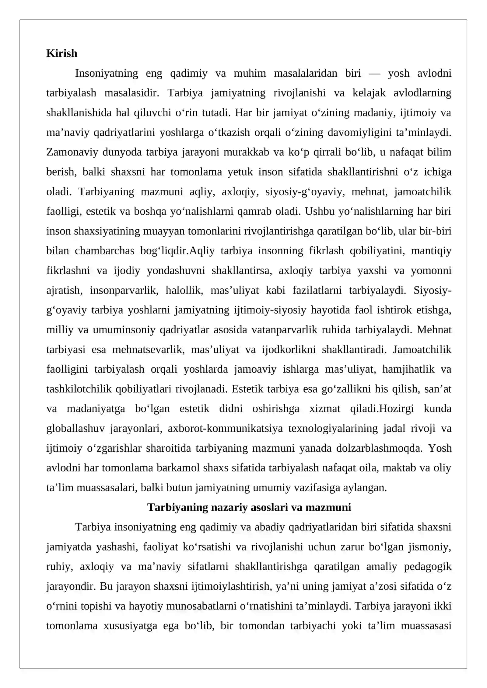 arbiya mazmuni (aqliy, axloqiy, siyosiy-g‘oyaviy, mehnat, jamoatchilik faolligini tarbiyalash 2