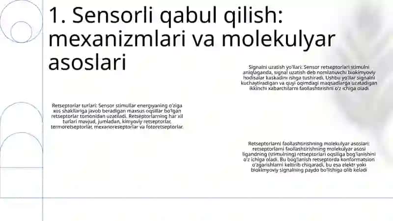 Sensor Tizimlar Faoliyatining Biokimyoviy Asoslari 2