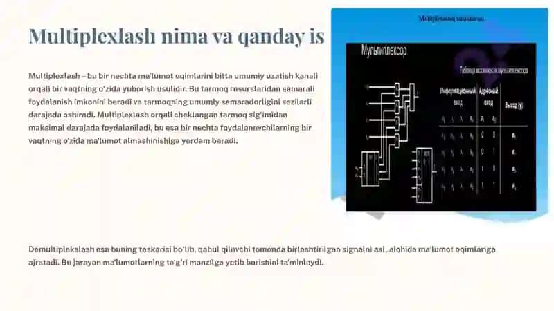 Multiplexlash va Demultiplekslash: Tarmoq Samaradorligini Oshirish Mexanizmlari 2