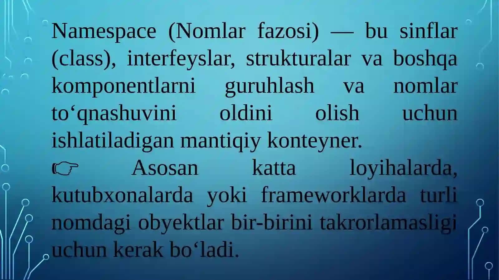 Nomlar fazosi. Operatorlarni qayta yuklash 2