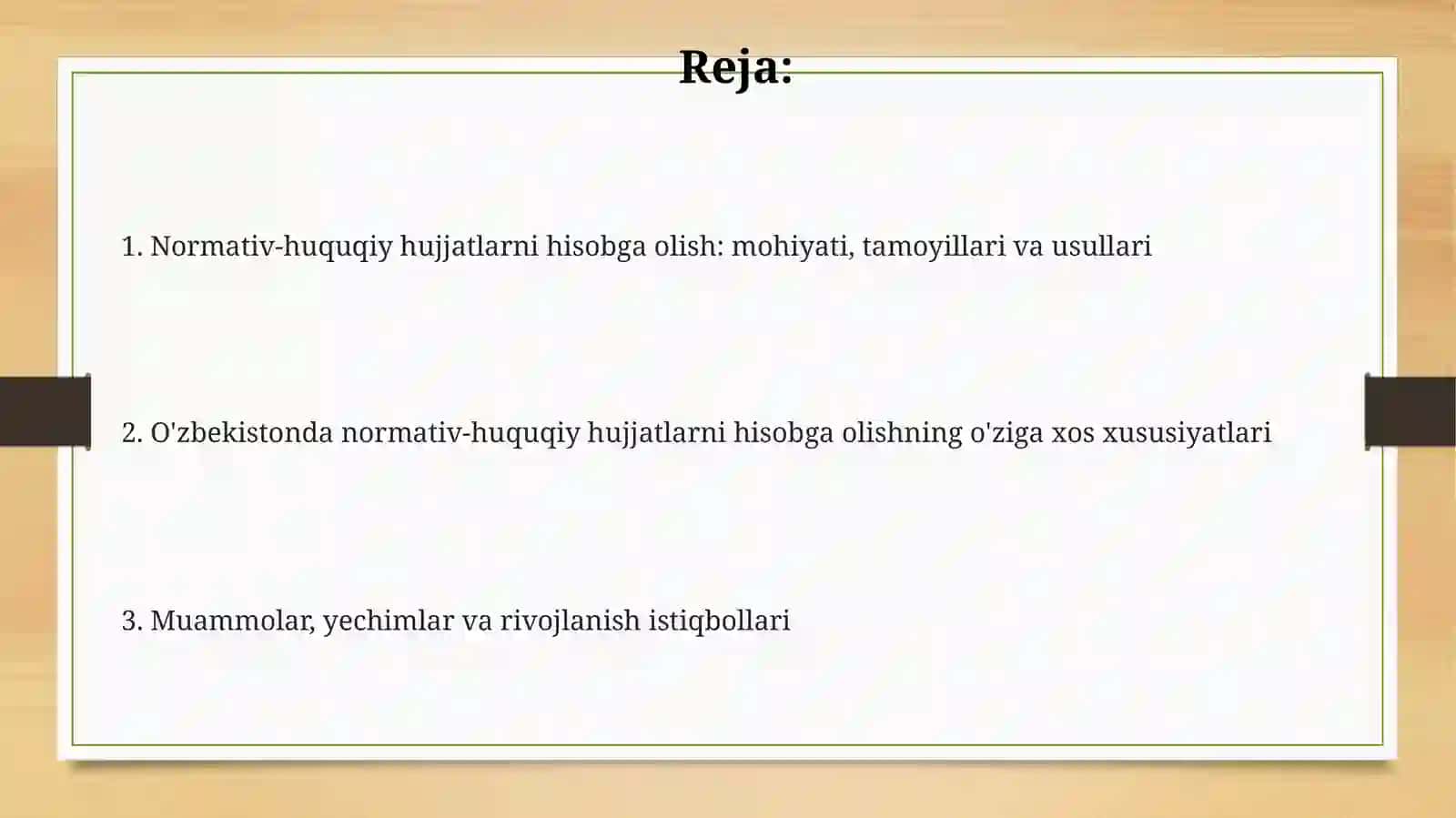 Normativ-huquqiy hujjatlarning hisobini yuritish 2