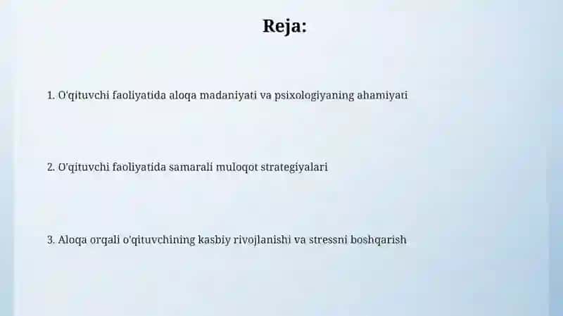 O'qituvchi faoliyatida muloqot madaniyati va psixologiyasi 2