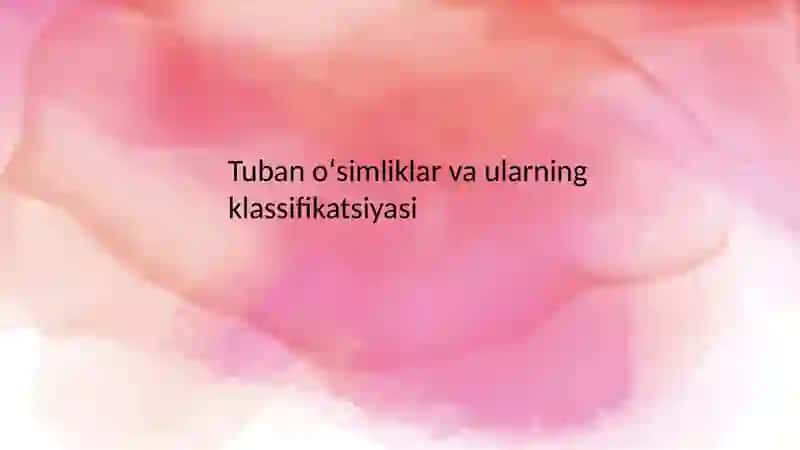 Tubanoʻsimliklar va ularning klassifikatsiyasi 2