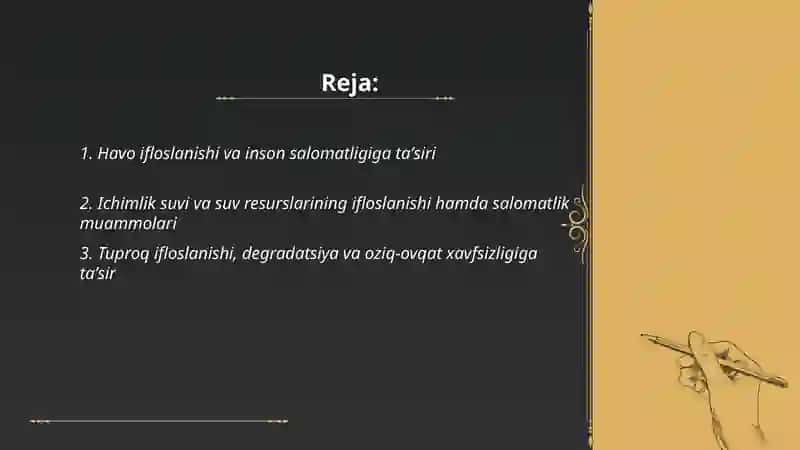 Inson faoliyatining biosferaga taʼsiri. Ekologik omillar va inson salomatligi 2
