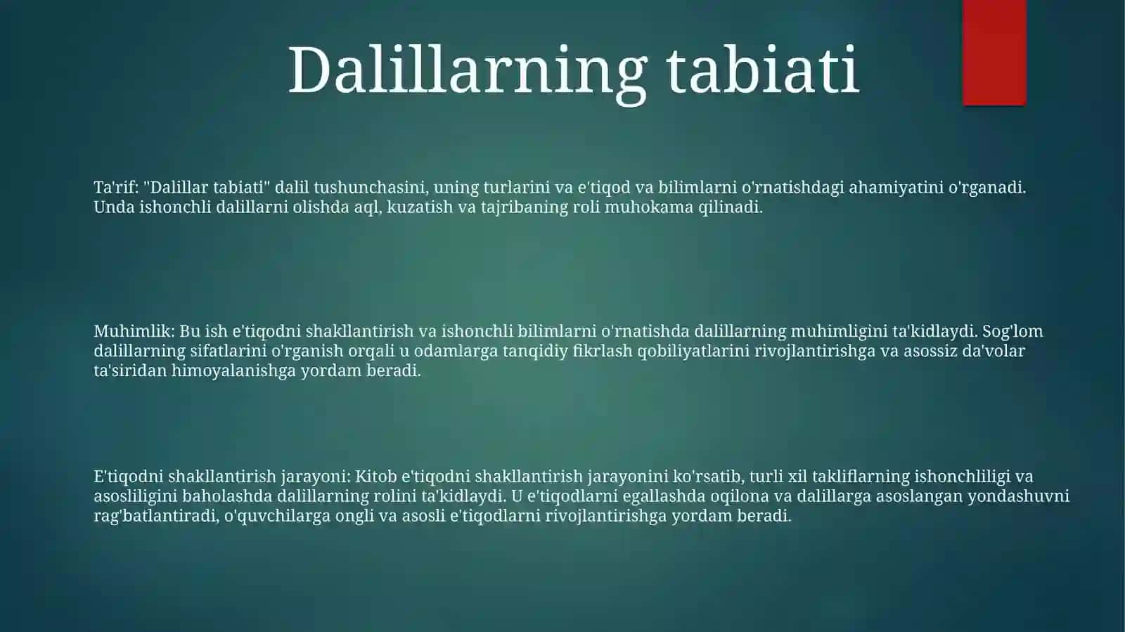 Dalillash Va Ishonch Etiqodning Shakllanish Jarayoni 2