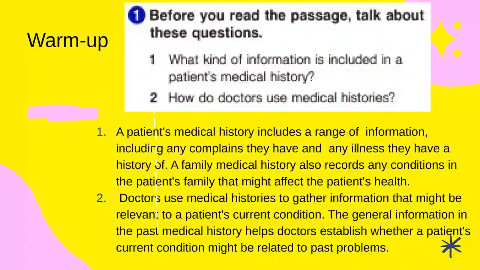 Apatient's medical history 2