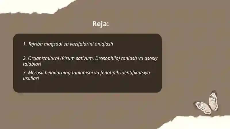 Mendel qonunlari boʻyicha tajribalar qoʻyish metodikasi 2