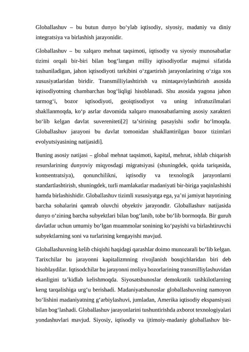 Globallashuv va uning mamlakat uchun xavfi 2