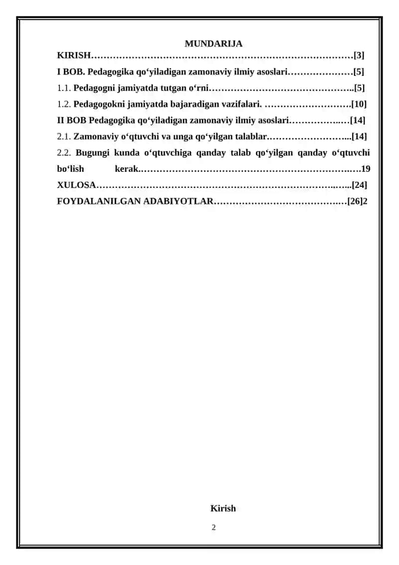 Pedagog qoʻyiladigan zamonaviy talablar 2