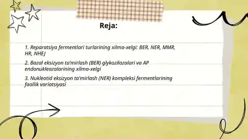 Reparatsiya Fermentlari Faolyatınıng Xilma-Xelgi 2