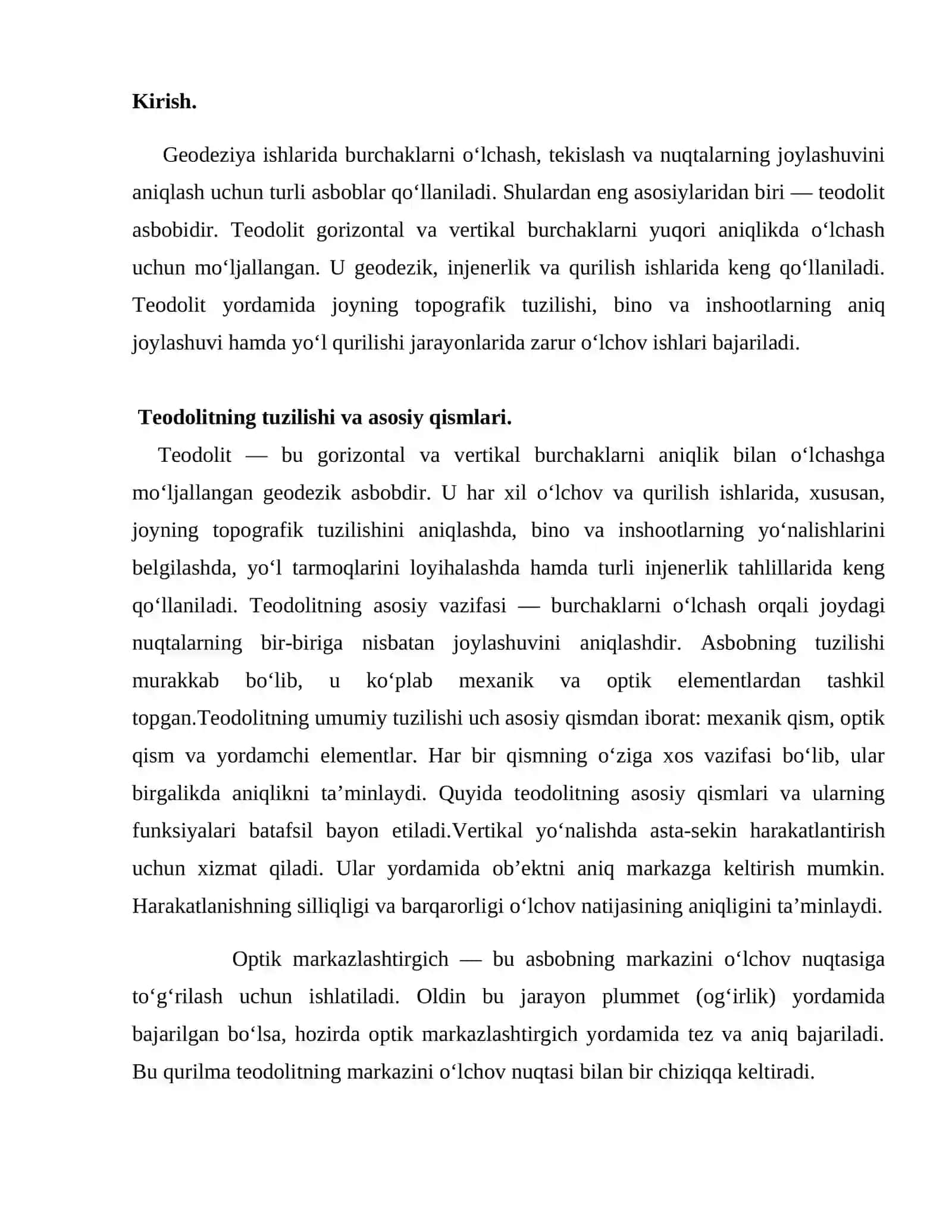 Teodolit va uning qismlari, turlari 2
