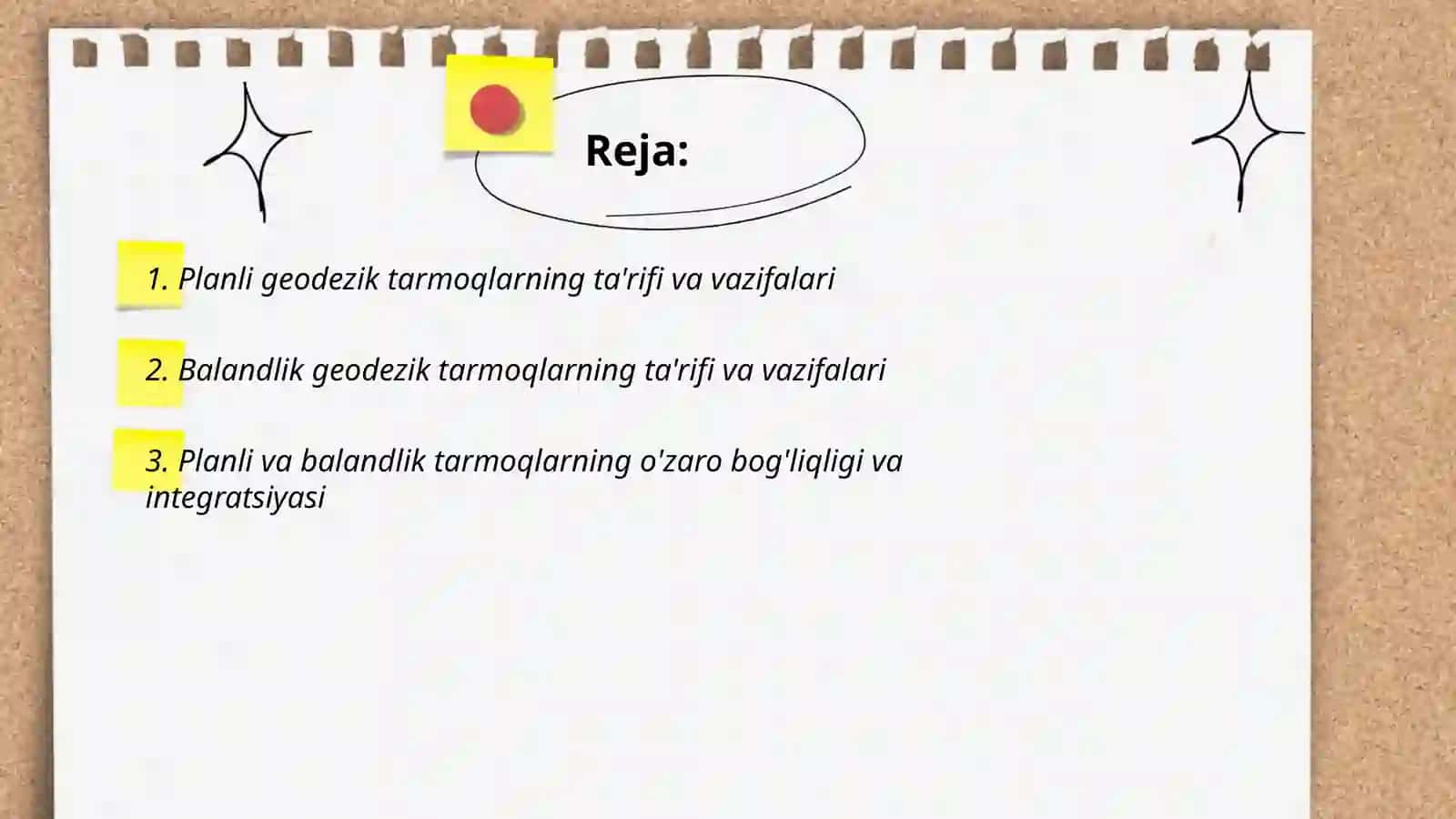 Planli va balandlik geodezik tarmoqlarning mohiyati 2