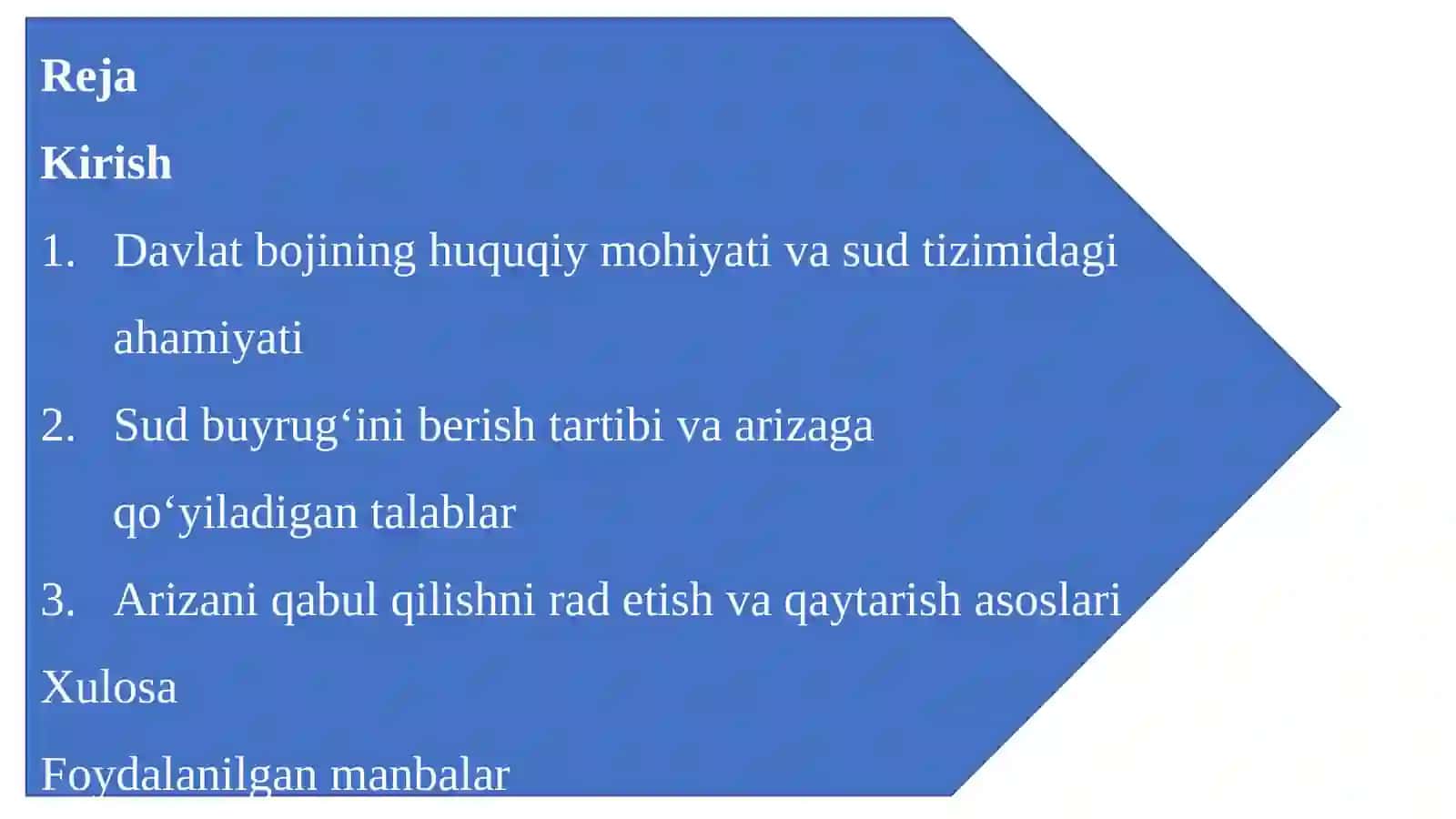 Davlat boji. Sud buyrug‘ini berish to‘g‘risidagi arizani qabul qilishni rad etish va qaytarish 2