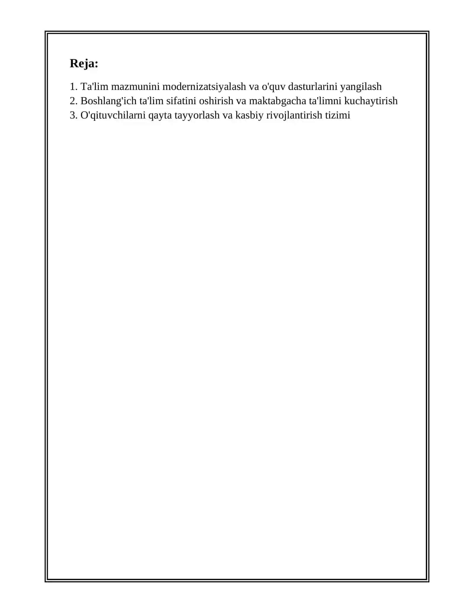 O'ZBEKISTON TA'LIM TIZIMIDAGI ISLOHOTLAR 2