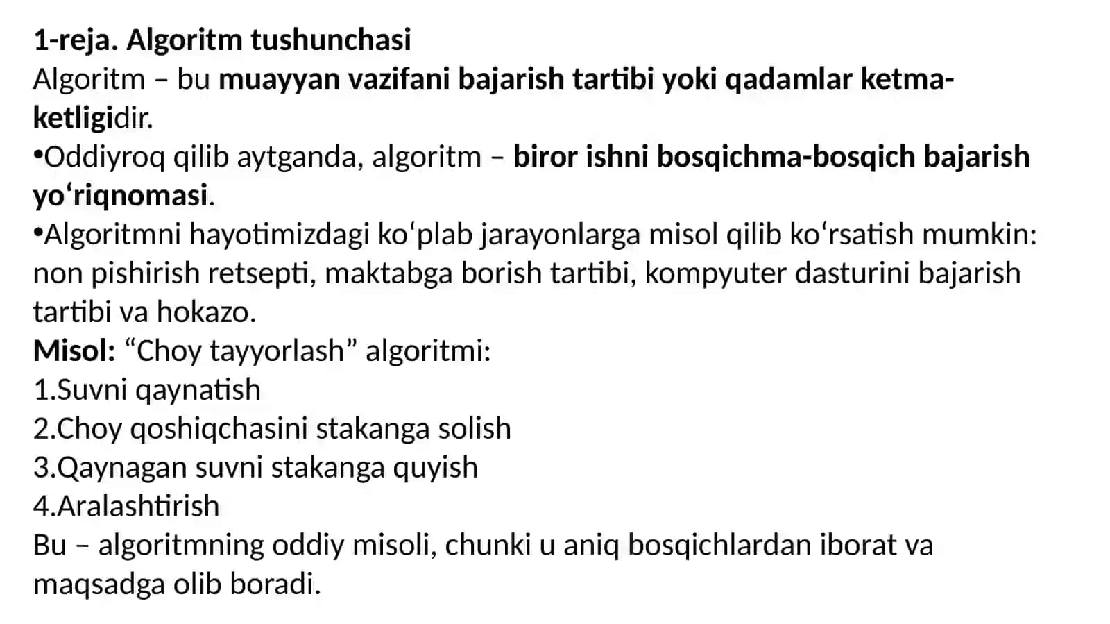 Algoritmlar nazariyasiga kirish.Algoritmasoslari 2