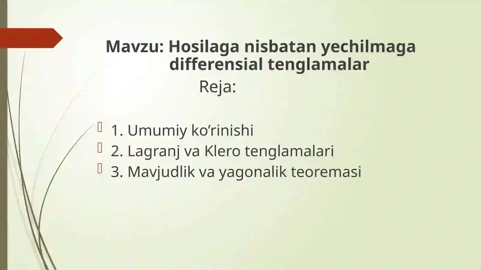 Differensial tenglamalar 2