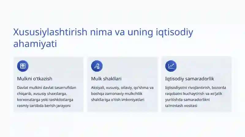 Davlat mulkini xususiylashtirish jarayoni 2