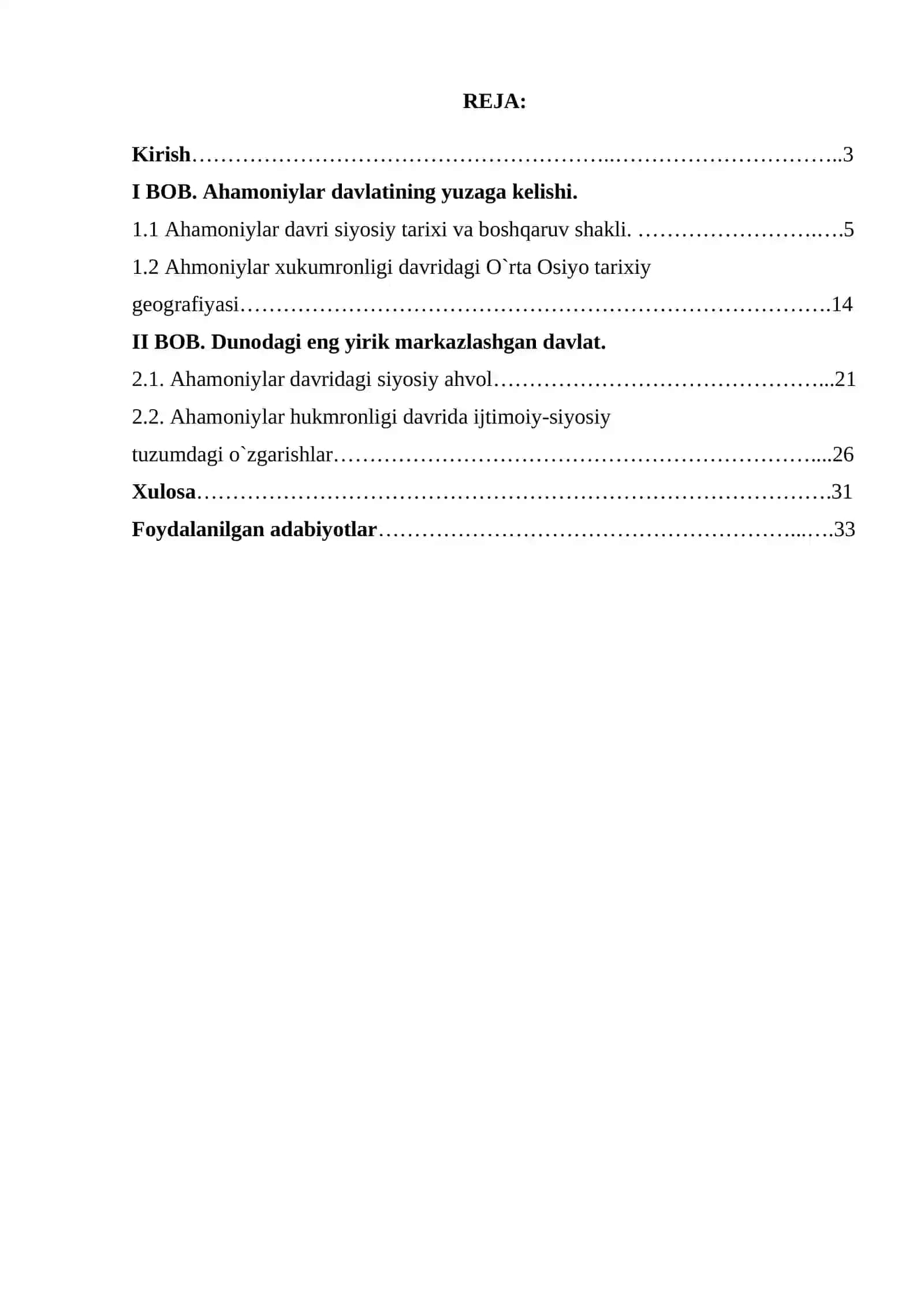 "AHAMONIYLAR DAVLATI TARIXIY MANBALARIDA OʻRTA OSIYONING YORITILISHI" KURS ISHI 2