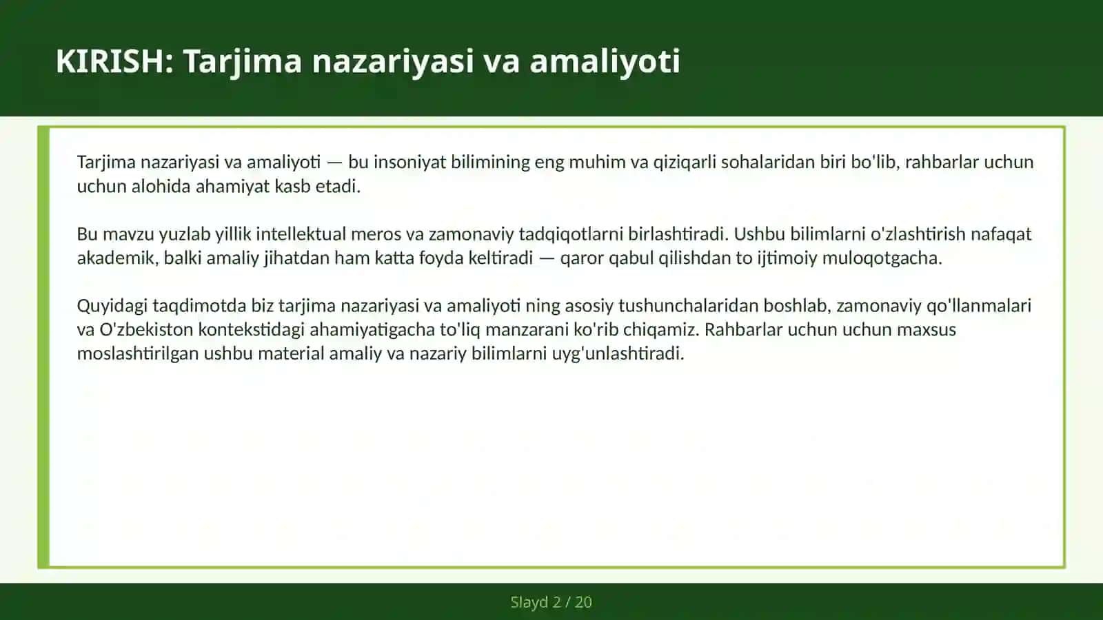 TARJIMA NAZARIYASI VA AMALIYOTI 2